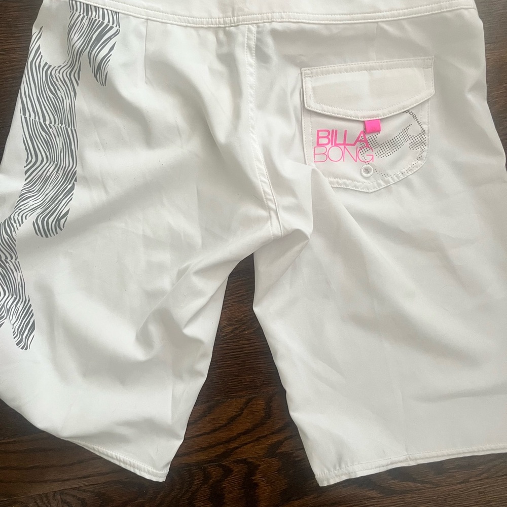 Billabong White Board Shorts with Pink Logo